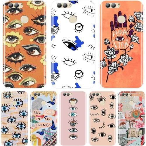 For Huawei Nova 2i 2 Lite Plus 3 3I 3E 4 4E 5 Phone Case Silicone Eyes Eyelash Back Cover For Huawei Nova Smart Lite 2017 Case