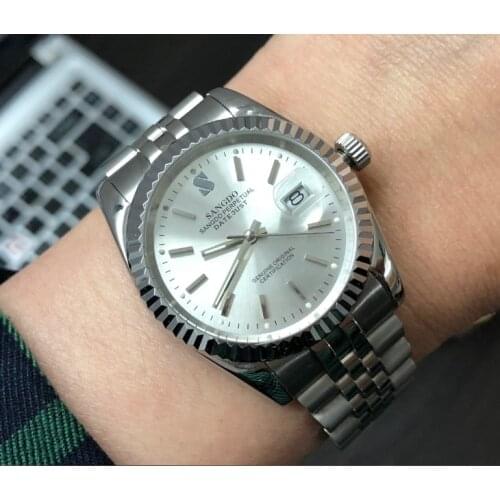 37.5mm Sangdo Business watch silver- white dial Automatic Self-Wind movement High quality Mechanical watches Mens watch sd60-8