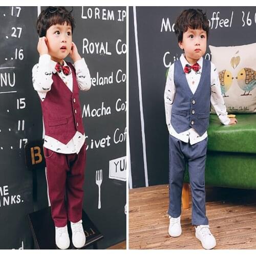 2020 TALLOLY childrens childrens autumn clothes new Korean childrens suits, three-piece childrens shirt, vest and trousers