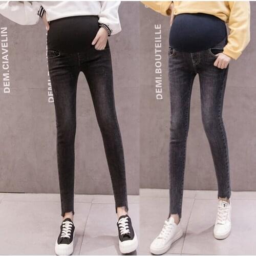 New autumn and winter pregnant women jeans fashion wild thin feet pants Korean version of the pregnant stretch pants