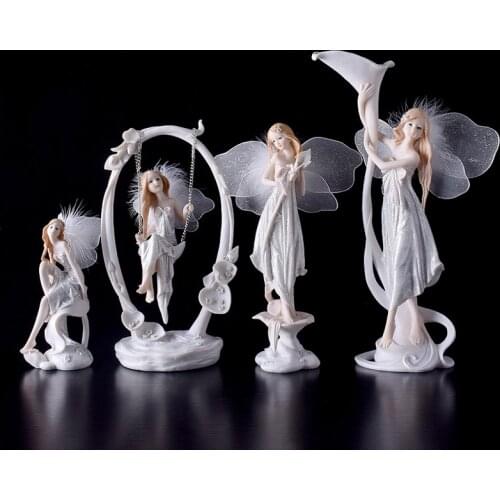 European Cute Flower Fairy Beauty Angel Resin Accessories Home Desktop Figurines Decoration Livingroom Table Ornaments Crafts