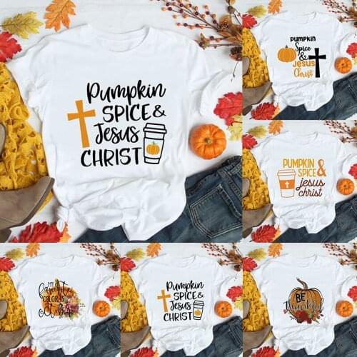 Fall Pumpkin T Shirt Women Graphic T-shirt Harajuku Tops Tee Cute Short Sleeve Thanksgiving Party Tshirt Female Tshirts Gifts