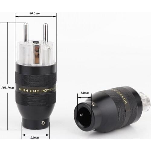 Hi-end P201TER Rhodium Plated EU Version Power Cable Plug Connector Hifi Audio Schuko AC Power Plug adapter