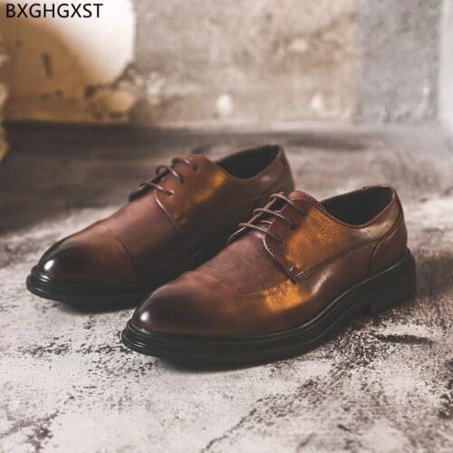 Italian Derbi Men Leather Shoes 2021 Wedding Elegant Dress Shoes Mens Fashion Formal Suit Shoes for Men Platform Chaussure Homme