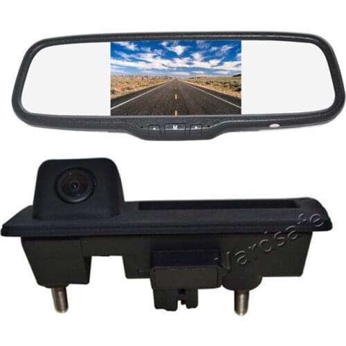 Vardsafe VS439C | Reverse Backup Camera + 5inch Clip-on Rear View Mirror Monitor for Volkswagen Passat Tiguan Golf Touran Sharan