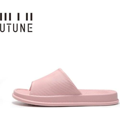 UTUNE 44-45 Massage Women Slippers Big Size Non-slip Indoor EVA Slides Bathroom Light Women Home Shoes Men Waterproof Sandals