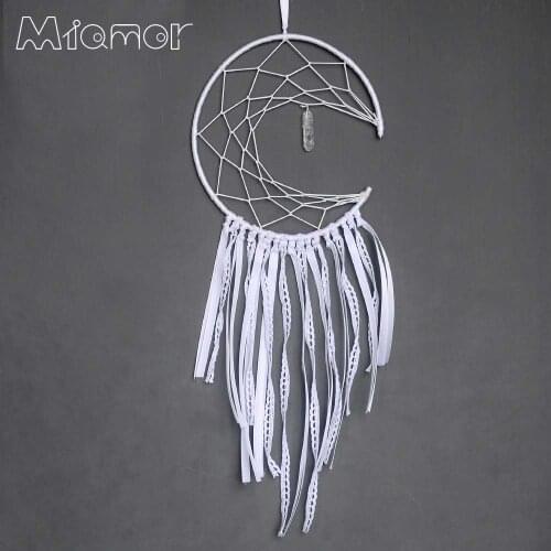MIAMOR Handmade Half Moon New Moon White Dreamcatcher Wedding & Home Wall Hanging Pendant Decoration Accessories Amor6004