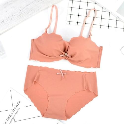 Sweet Bow Bra Set Comfortable Lingerie Set Beautiful Back Small Breasts Gather To Support Underwear Glossy Seamless Girl Sexy Se