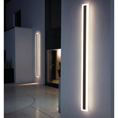 Minimalist Modern LED Black Long Waterproof Wall Lamp for Living Room Corridor Loft Bathroom Indoor Outdoor Wall Decor Lighting