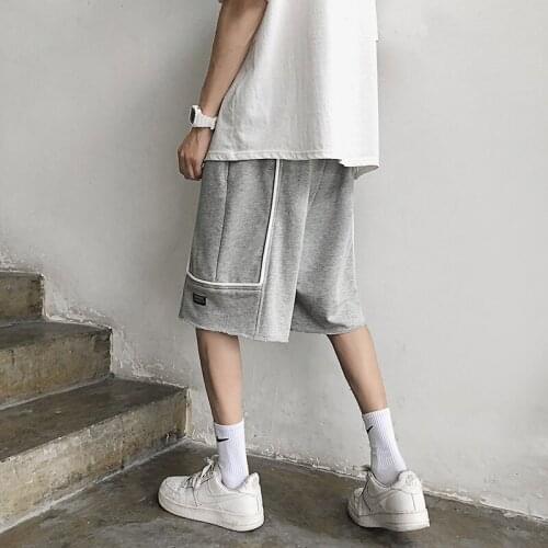 Tide Brand Stitching Straight Tooling Shorts Mens Summer New Hip-hop High Street Loose Wild Sports Five-point Pants Sweatshorts