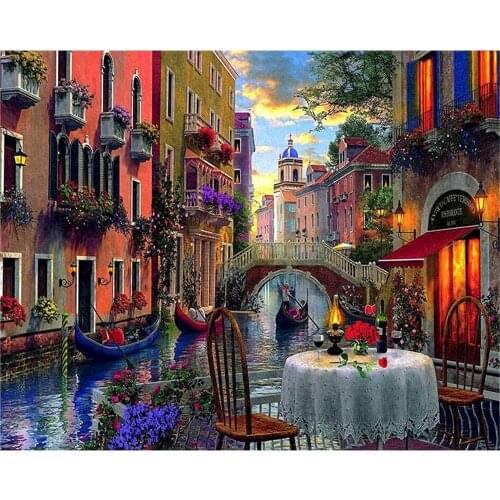 Landscape Night DIY Cross Stitch 11CT Embroidery Kits Needlework Craft Set Printed Canvas Cotton Thread Home Design