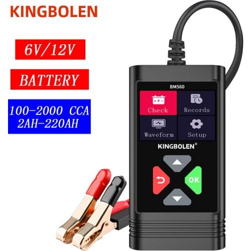 2021 New KINGBOLEN BM560 6V 12V Car Battery Tester Analyzer 100-2000 CCA 2-220AH Cranking Test Reverse Protection Charge Check