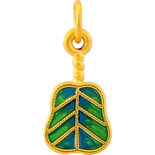 New Pure 24K Yellow Gold Pendant Women 999 Gold Fan Necklace Pendant