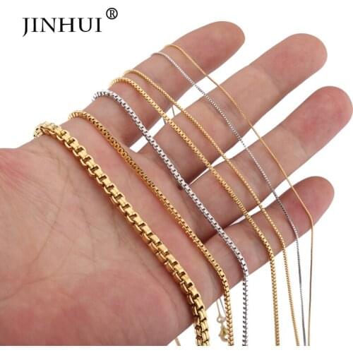 Jin Hui Trendy Gold Silver Necklaces Square Link Chain Torques width 0.6/0.8/2.0mm length 45cm/60cm fashion variety of options