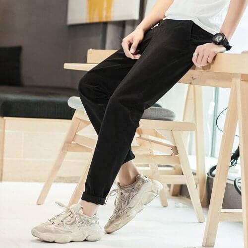 Casual trousers 2021 spring and autumn mens fashion slim straight trousers youth Japanese overalls