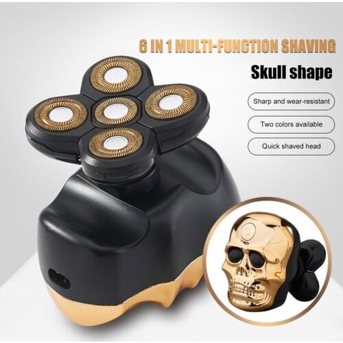Professional Trimmers Corner Razor 6 in 1 Multifunction Hair Clipper 5D Skull Shape Beard Trimmer Cutter Razor Electric Hair