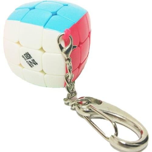 QiYi Mini Keychain Bun Cube 3x3x3 Pendant Chain Key Ring Mini Magic Cube 3x3 Small Speed Cube Puzzle Toys for Children Beginner