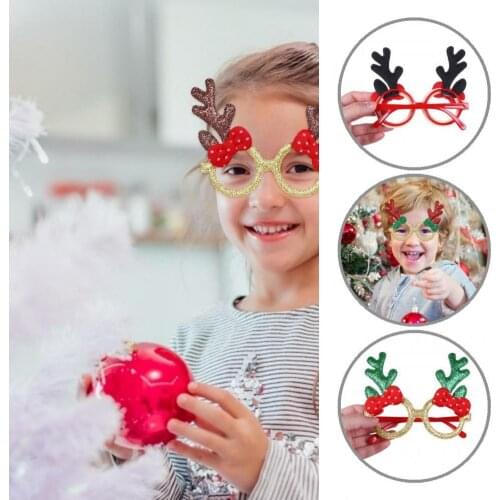 Xmas Eyeglasses Attractive Christmas Glasses Plastic Adorable Trendy Antlers Bowknot Xmas Eyeglasses