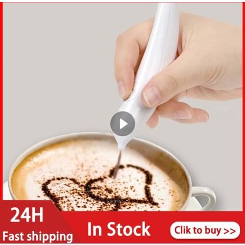 Hot Sale Electrical Latte Art Pen For Coffee Cake Spice Pen Cake Decoration Pen Coffee Carving Pen Baking Pastry Tools Stencils