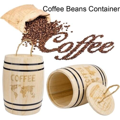 Hand Fresh Coffee Bean Airtight Container Wooden For Coffee Beans Grounds Coffee Beans 0ak Barrel Storagegrounds Kitchen Box