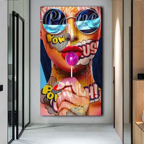 Modern Abstract Sexy Girl with Gun Canvas Painting Graffiti Art Poster and Prints Street Modular Pictures for Living Room