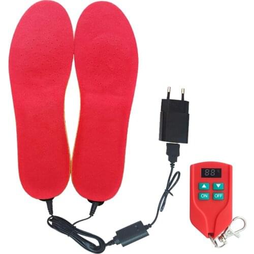 2300mAh Velvet Electric Heated Insoles for Women Men Shoes Hunting Skiing Thermal Foot Warmer Insoles with LED Remote Control