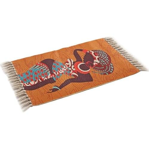 Woven Cotton and Linen Carpet with Tassels, Floor Mats, Bedroom Door Tapestry, Decorative Blanket, Living Room with Tea Blanket