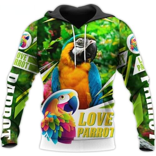 CLOOCL Fashion Animal Love Parrot Hoodie 3D Print Macaw Hooded Sweatshirt Men Women Harajuku Streetwear Coat Pullover