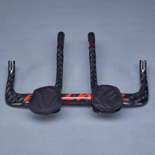 TOMTOU 12K Carbon Fiber TT Bullhorn Bar Time Trial Triathlon Bike Handlebar Aerobar Bicycle TT Handlebar 31.8mm Glossy Red