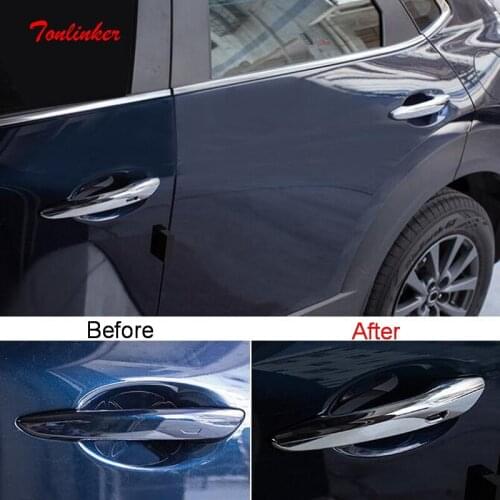 Tonlinker Exterior Car Door Handle Cover Case Stickers for MAZDA CX30 2020 Car Styling 4 PCS ABS Chrome Cover Stickers
