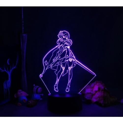 Genshin Impact Figure Night Light For Home Kids Room Decoration USB Light 3D Lamp Game Room Decorat