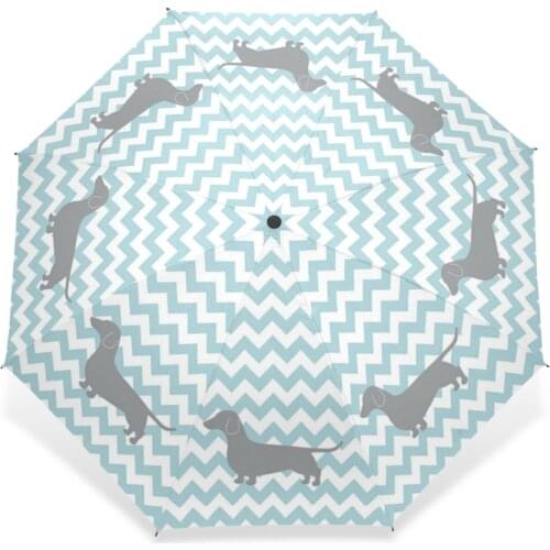 High quality lovely Sausage Dog Print Umbrella Fashion Printed Dogs Three-folding Sunny and Rainy Fully-Automatic Child Umbrella