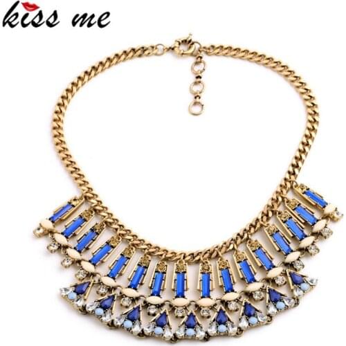 Bohomia Jewelry Women Accessories Yellow Red Blue Layered Pendant Statement Necklace KISS ME