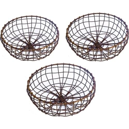 Iron Storage Basket Fruit Kitchen Bowl Detachable Metal Cake Stand Dessert Holder Organizer Bronze Storage Basket Organization