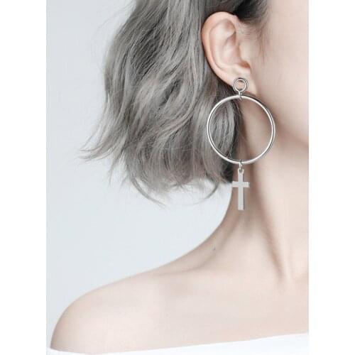Women Cross Drop Earrings Fashion Punk Cross Pendant Cartilage Big Hoop God Dangle Hanging Trend Earrings 2020 New Jewelry Gifts