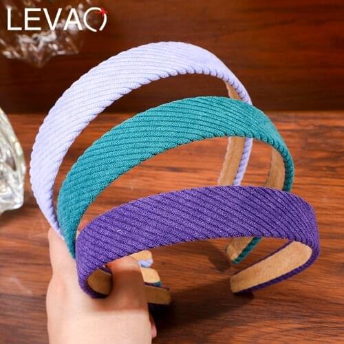 Levao Solid Striped Headband For Women Fashion Striped Bezel Tiara Winter Warm Head Hoop Hair Accessories Headwear