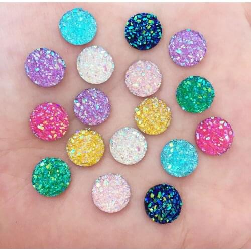 100pcs AB Resin Bling Convex surface Ore 10mm Round flatback rhinestone Ornaments DIY Wedding appliques craft SW64
