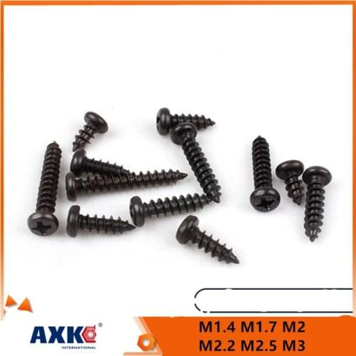 20/100pcs M1.4 M1.7 M2 M2.2 M2.5 M3 Mini Small Black 304 Stainless Steel Cross Phillips Pan Round Head Self Tapping Wood Screw