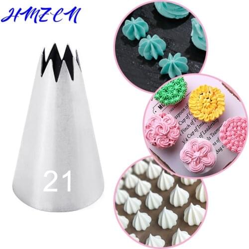 21# Large Size Open Star Piping Nozzle Stainless Steel Icing Tips Cupcake Pastry Tools Cake Cream Decoration Tools