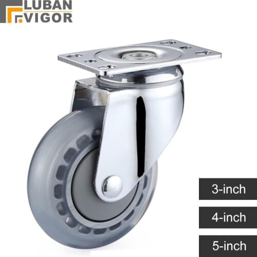 3/4/5 inch,transparent casters/wheels,with bearing,High elastic PU wheel,Mute,plate,quiet, impact-resistant Hospital accessories
