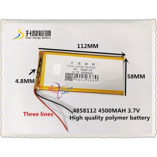 3.7V 4500mAH 4858112 Polymer lithium ion / Li-ion battery for POWER BANK tablet pc mp3 mp4 GPS cell phone speaker