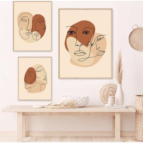 Abstract Single Line Face Art Painting Minimalist Wall Canvas Poster Prints Nordic Picture Home Decor