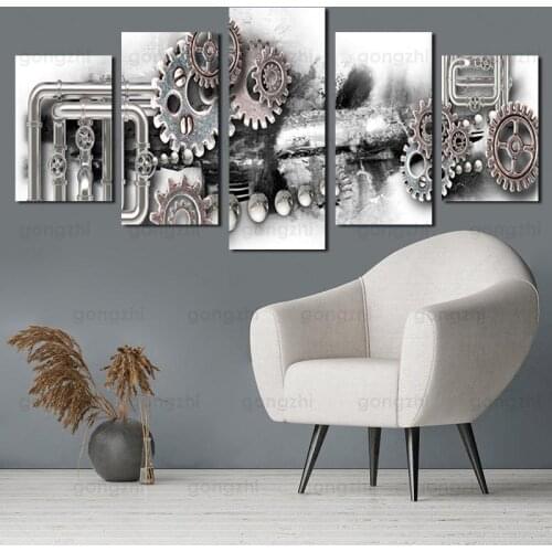 Abstract design sense industrial pipe gear modern home wall painting living room decoration frameless canvas printing poster