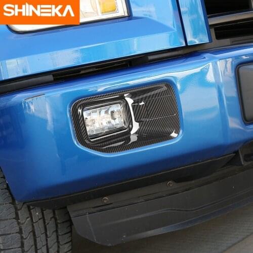 SHINEKA Carbon Fiber Accessories For Ford F150 2015+ Car Front Foggy Light Guard Decor Cover Stickers For Ford F150 2015-2020