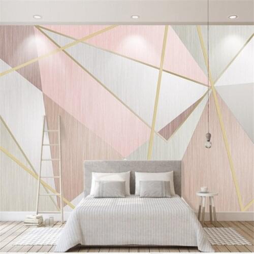 Wellyu Custom large mural 3d Nordic pink small fresh fashion geometric triangle background living room background wallpaper
