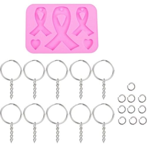 AIDS Cancer Awareness Bow Keychains Resin Mold Silicone Red Ribbon Bow Mold Tool F3MD