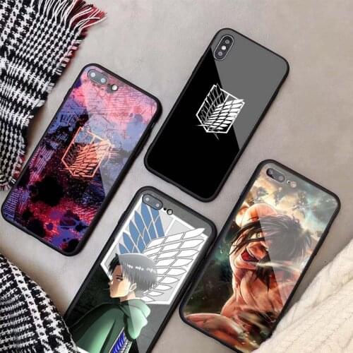 Anime attack on Titan DIY Tempered Glass Case For iPhone 11 12 Pro XR X XS MAX 8 7 6 5 Plus Phone Back Cover shell
