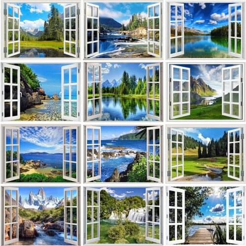 Evershine Diamond Embroidery Lake Rhinestones Pictures Landscape Diamond Painting Full Square Round Drill Mosaic Kit Home Decor