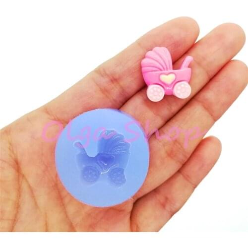 FYL741 Baby Carriage Silicone Mold Fondant Decoration Craft Resin Art Earrings Brooch Jewelry Making 19.0mm x 18.4mm