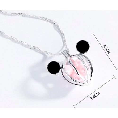 Harong Mickey Necklace Cute Women Punk Jewelrys Party Chain Necklace Cage Pearl Pendants Comic Choker Necklace Kids DIY Gift